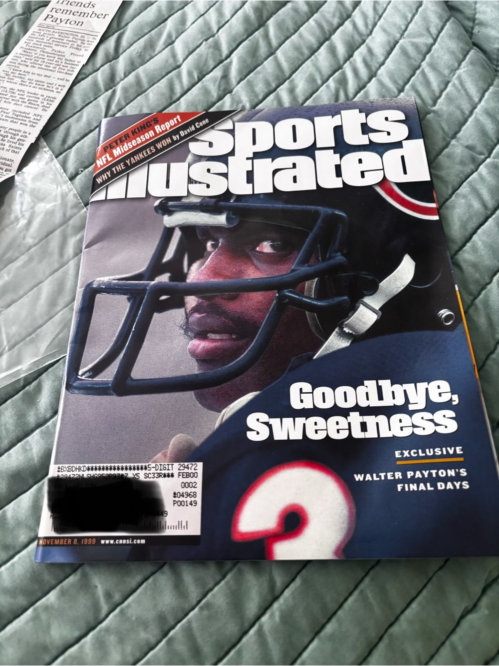 Sports Illustrated Magazine "Goodbye, Sweetness" - 11/8/99